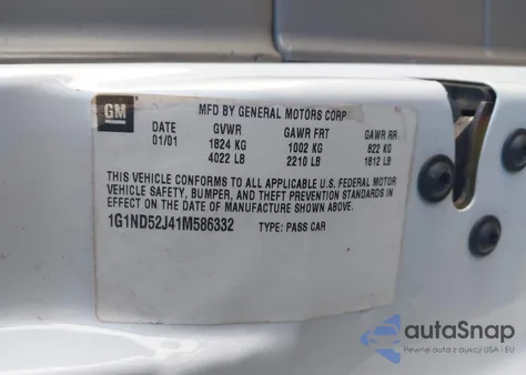 2001 Chevrolet Malibu из США, поврежденный, VIN 1G1ND52J41M586332